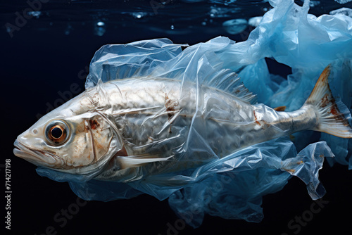 Fish Trapped in Plastic Underwater