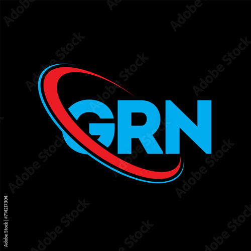 GRN logo. GRN letter. GRN letter logo design. Initials GRN logo linked with circle and uppercase monogram logo. GRN typography for technology, business and real estate brand.