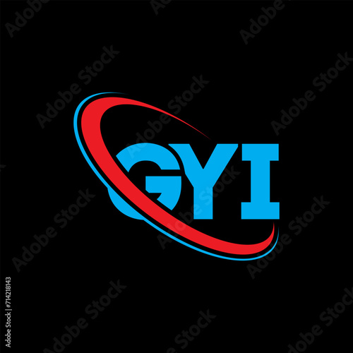 GYI logo. GYI letter. GYI letter logo design. Initials GYI logo linked with circle and uppercase monogram logo. GYI typography for technology, business and real estate brand. photo