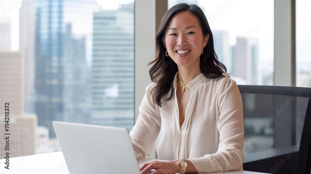 Professional Asian Businesswoman in Office Setting Professional Asian Businesswoman in Office Setting