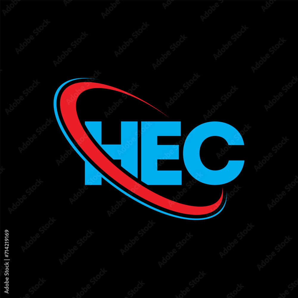 HEC logo. HEC letter. HEC letter logo design. Initials HEC logo linked with circle and uppercase monogram logo. HEC typography for technology, business and real estate brand.