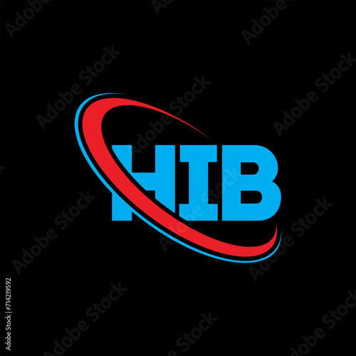 HIB logo. HIB letter. HIB letter logo design. Initials HIB logo linked with circle and uppercase monogram logo. HIB typography for technology, business and real estate brand. photo