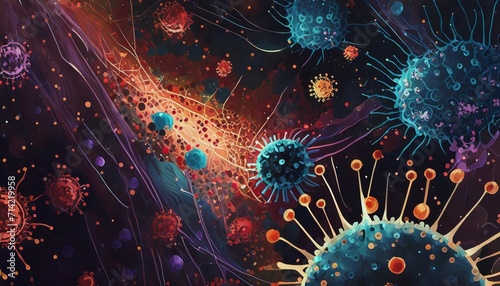illustrated virus on a blue 