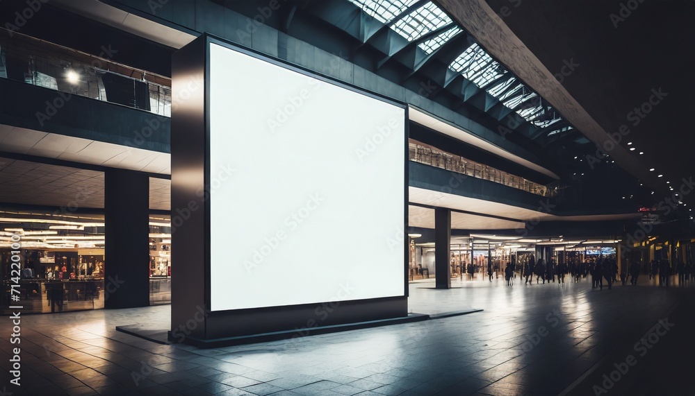 an airport hall with an advertising area with a monitor and a white illuminated area an airport hall with an advertising area with a monitor and a white illuminated area
