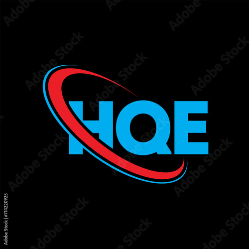 HQE logo. HQE letter. HQE letter logo design. Initials HQE logo linked with circle and uppercase monogram logo. HQE typography for technology, business and real estate brand.