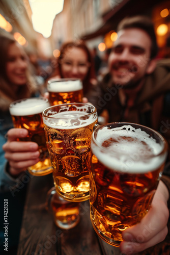 Gruppe Freunde trinken Bier, Oktoberfest