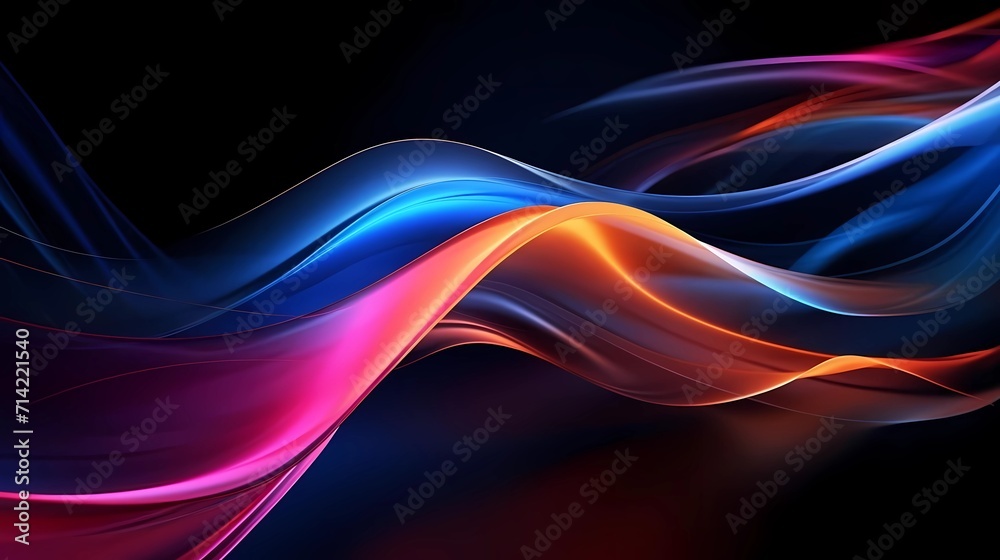 Fototapeta premium abstract dynamic neon multicolor energy flow wave curve lines against a sleek black background