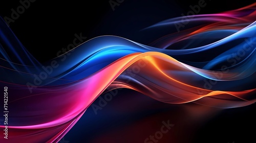 abstract dynamic neon multicolor energy flow wave curve lines against a sleek black background