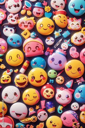 A photo of kawai cute smiley vector stickers Generative AI