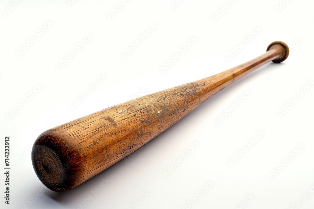 A wooden baseball bat on a white surface A wooden baseball bat on a white surface