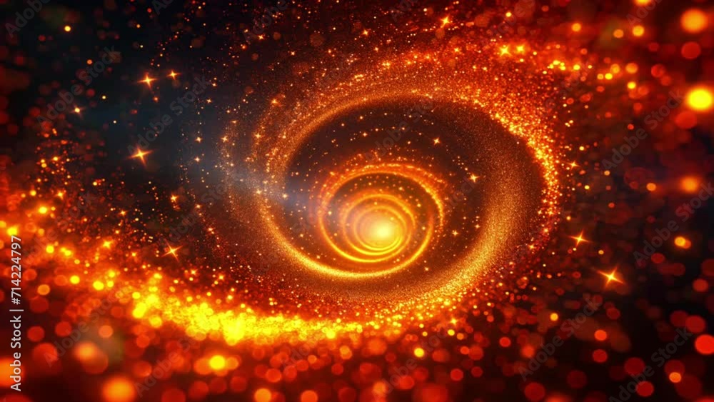 Stars Spiral Abstract Golden Shiny Infinite Circle Tunnel Lines Sparkle ...