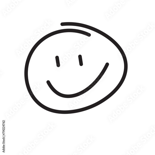 appy face vector, emoji, expression. Irregular shapes made with marker pen, brush. Black smiley on isolated white background. Illustration of different facial expressions: joy, happiness