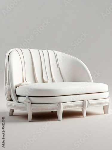 Conceptual architecture inspired furniture model in white materials and studio photography