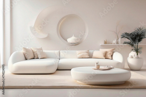 Conceptual architecture interior space  model in white materials and studio photography