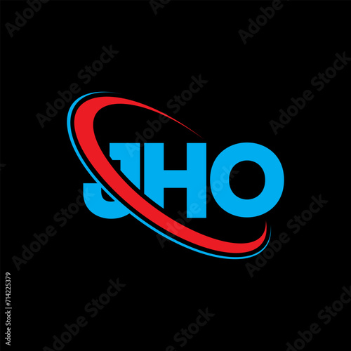 JHO logo. JHO letter. JHO letter logo design. Initials JHO logo linked with circle and uppercase monogram logo. JHO typography for technology, business and real estate brand.