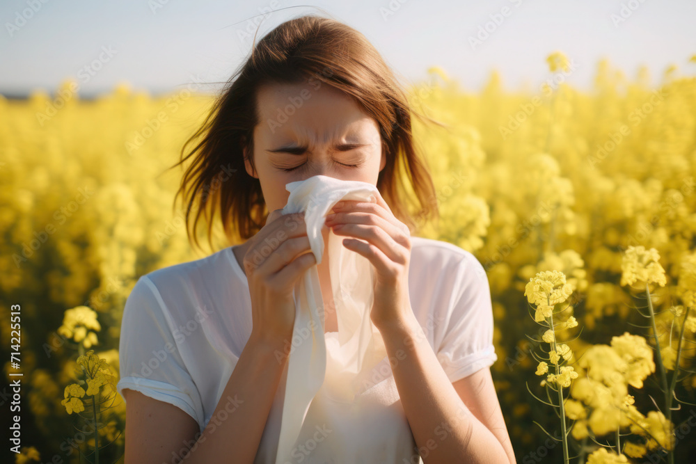 A young girl is suffering from a spring pollen allergy A young girl is suffering from a spring pollen allergy