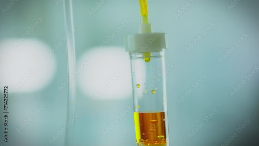 Close up of iv drip transfusion system with medicinal liquid dripping. Saline solution drips from the bag. Liquid flows through transparent tubes hoses through the transfusion system infusion drips Close up of iv drip transfusion system with medicinal liquid dripping. Saline solution drips from the bag. Liquid flows through transparent tubes hoses through the transfusion system infusion drips