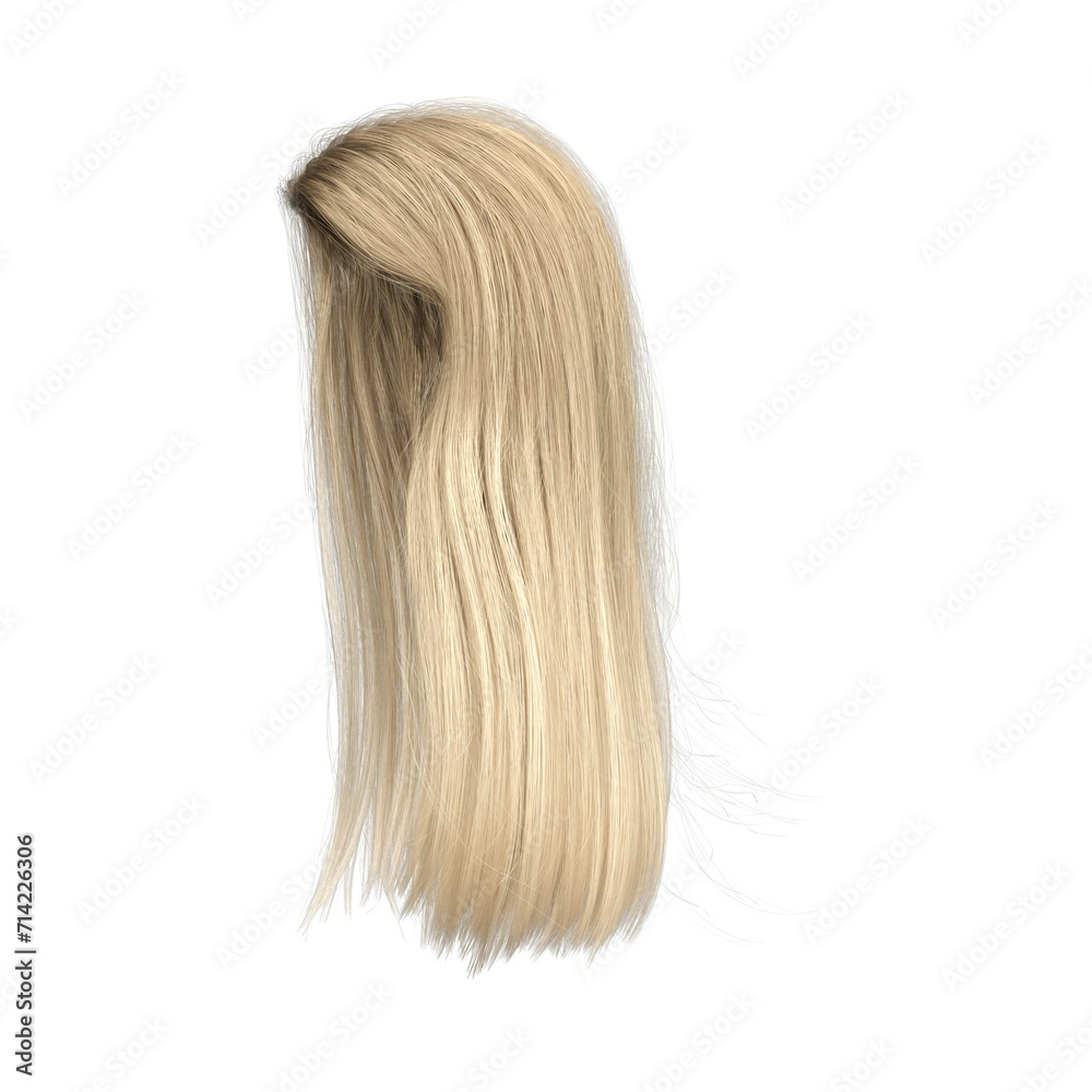 Naklejka premium 3d render long straight blonde style hair isolated