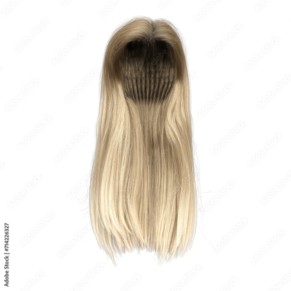 Fototapeta premium 3d render long straight blonde style hair isolated