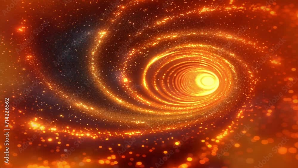 Stars Spiral Abstract Golden Shiny Infinite Circle Tunnel Lines Sparkle ...