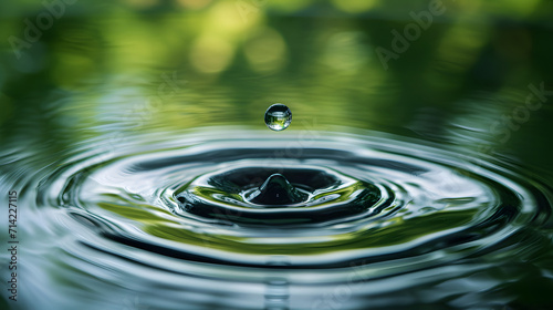 Close-Up of Water Drop Creating Ripples on Serene Surface