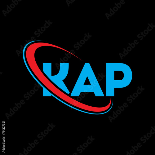 KAP logo. KAP letter. KAP letter logo design. Intitials KAP logo linked with circle and uppercase monogram logo. KAP typography for technology, business and real estate brand.