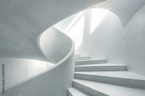 Spiraling Staircase in Modern White Architecture
