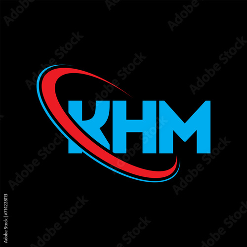 KHM logo. KHM letter. KHM letter logo design. Initials KHM logo linked with circle and uppercase monogram logo. KHM typography for technology, business and real estate brand. photo