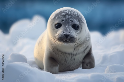A baby seal in the snow