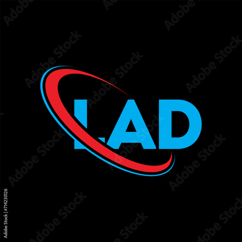 LAD logo. LAD letter. LAD letter logo design. Intitials LAD logo linked with circle and uppercase monogram logo. LAD typography for technology, business and real estate brand.
