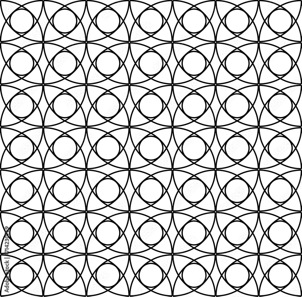 Naklejka premium Original seamless black lattice pattern on a white background
