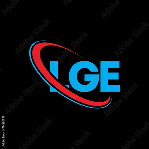 LGE logo. LGE letter. LGE letter logo design. Initials LGE logo linked with circle and uppercase monogram logo. LGE typography for technology, business and real estate brand. photo