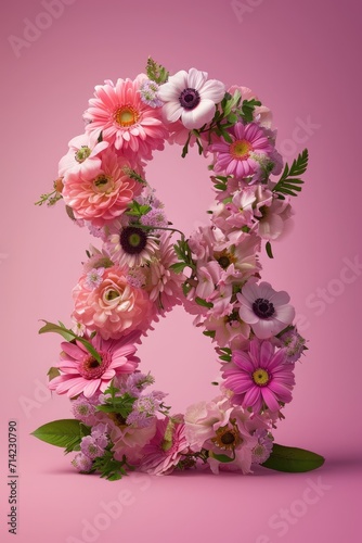 Number 8 made from flowers