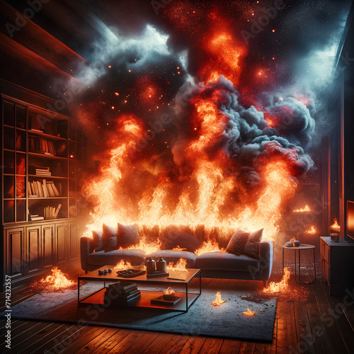 Room in flames