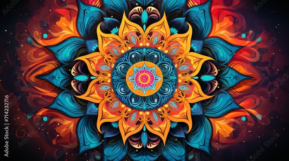An intricate design with vibrant colors and intricate patterns, offering a clear area for text integration amidst the detailed artwork - Generative AI An intricate design with vibrant colors and intricate patterns, offering a clear area for text integration amidst the detailed artwork - Generative AI