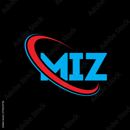 MIZ logo. MIZ letter. MIZ letter logo design. Initials MIZ logo linked with circle and uppercase monogram logo. MIZ typography for technology, business and real estate brand. photo