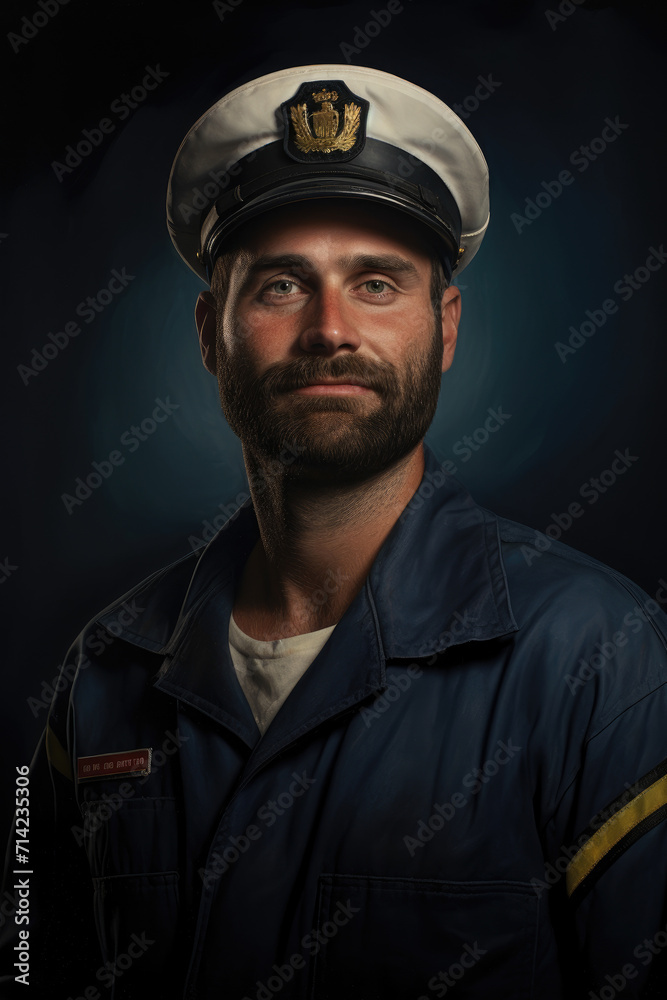 Naklejka premium Photo of sailor worker man portrait