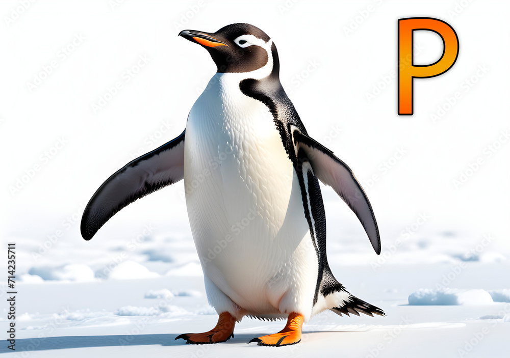 Fototapeta premium English alphabet with animal. Animal alphabet. Letters from A to Z. Letter P. Generative AI