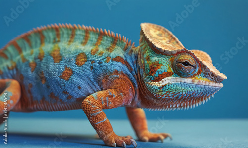 Chameleon of a blue and orange tone