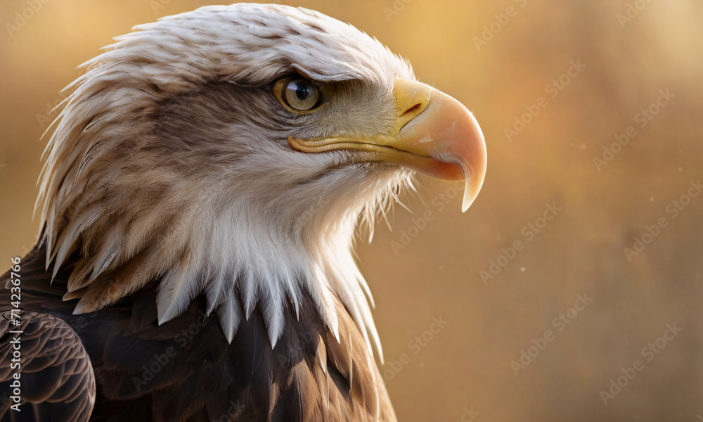 Closeup of the head of a golden eagle