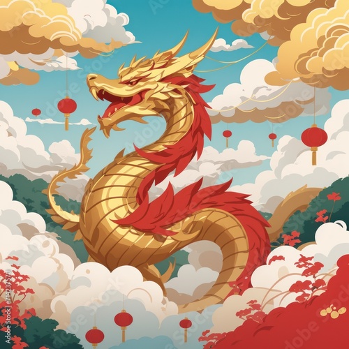 chinese new year, chinese style dragon statue, iconic dragon, wallpaper dragon, red dragon, dragon wood, ilstration dragon, sio naga, imlek tahun baru  © Rahmat 