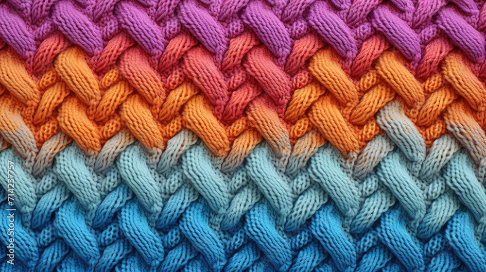 Photo of vivid colors knitted wool rope