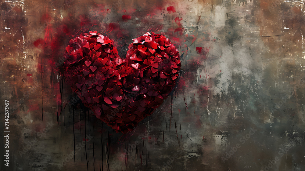 Vibrant Red Heart Painting Adorning a Wall in a Striking Display of Love Vibrant Red Heart Painting Adorning a Wall in a Striking Display of Love