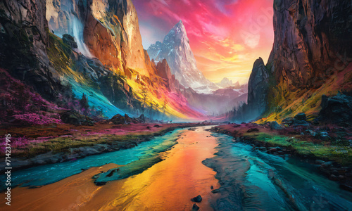 Wallpaper Mural Landscape with mountains and meadows Torontodigital.ca