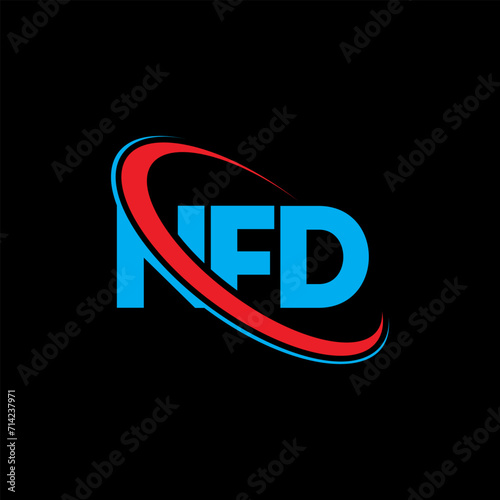 NFD logo. NFD letter. NFD letter logo design. Initials NFD logo linked with circle and uppercase monogram logo. NFD typography for technology, business and real estate brand. photo