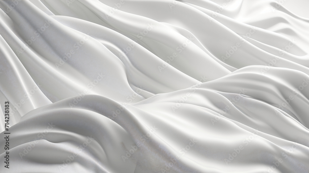 White wavy satin background. Elegant and luxury fabric texture White wavy satin background. Elegant and luxury fabric texture