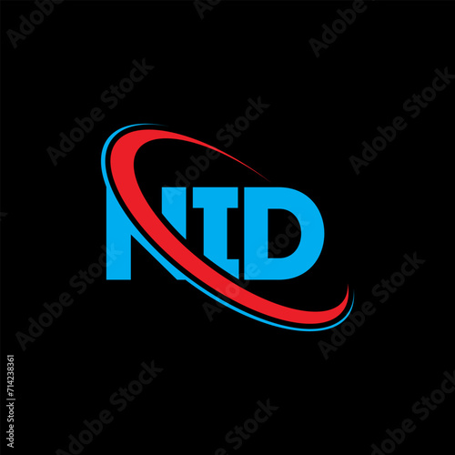 NID logo. NID letter. NID letter logo design. Initials NID logo linked with circle and uppercase monogram logo. NID typography for technology, business and real estate brand. photo