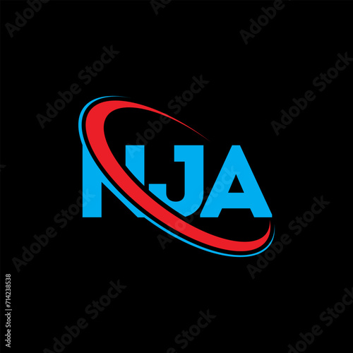 NJA logo. NJA letter. NJA letter logo design. Initials NJA logo linked with circle and uppercase monogram logo. NJA typography for technology, business and real estate brand. photo