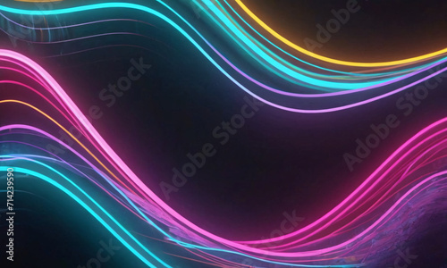Wavy yellow, green and pink lines 