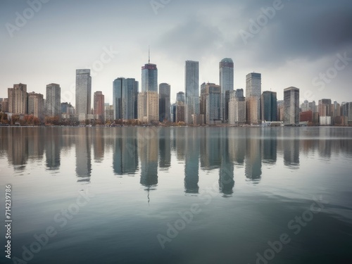 city skyline with river